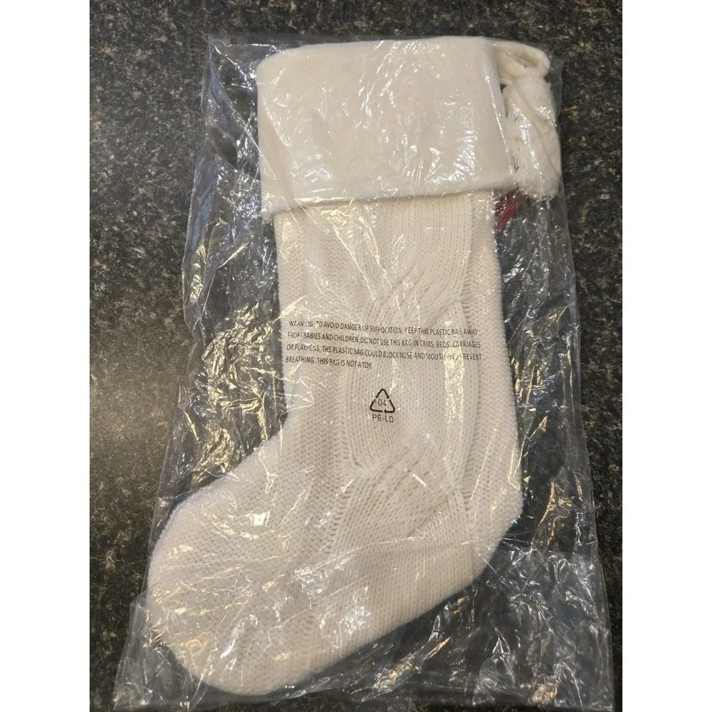 St. Nicholas Square Ivory Cable Knit Christmas Stocking *NEW*